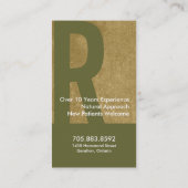 Monogram Green Khaki Brown Physician Visitekaartje (Achterkant)