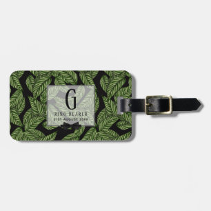 Monogram Green Leaf Tropical RING BEARER Bagagelabel