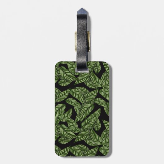 Monogram Green Leaf Tropical RING BEARER Bagagelabel (Achterkant verticaal)