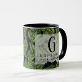 Monogram Green Leaf Tropical RING BEARER Wedding Mok (Voorkant rechts)