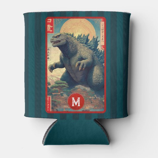 Monogram Green Lizard Monster Cool Retro Bold Fun Blikjeskoeler (Voorkant)
