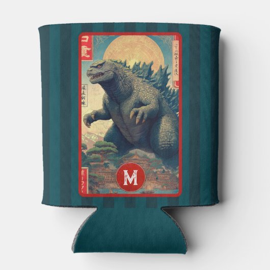 Monogram Green Lizard Monster Cool Retro Bold Fun Blikjeskoeler (Achterkant)