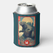 Monogram Green Lizard Monster Cool Retro Bold Fun Blikjeskoeler (Blikje Achterkant)