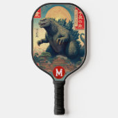 Monogram Green Lizard Monster Retro Trendy Pickleball Paddle (Voorkant)