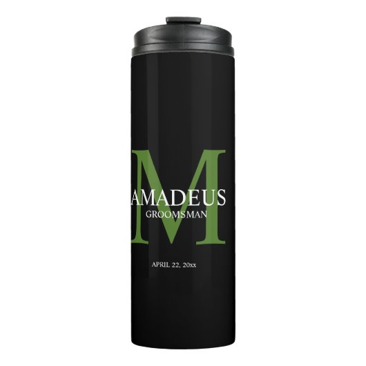 Monogram Green Named thermal tumbler Thermosbeker (Voorkant)