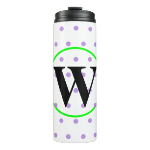 Monogram Green Paarse Polka Dots Thermosbeker