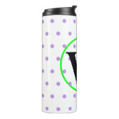 Monogram Green Paarse Polka Dots Thermosbeker (Gedraaid links)