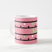 Monogram Green Pink White Polka Dots Koffiemok (Voorkant links)