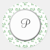 Monogram Green Shamrocks Circles Sticker (Voorkant)