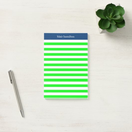 Monogram Green Striped Post-it® Notes (Kantoor)