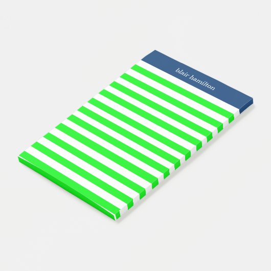 Monogram Green Striped Post-it® Notes (Schuin)