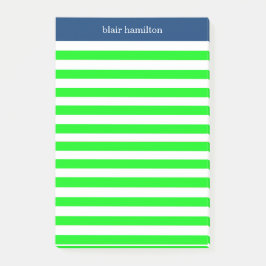 Monogram Green Striped Post-it® Notes