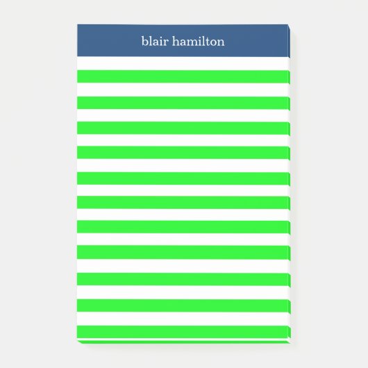 Monogram Green Striped Post-it® Notes (Voorkant)