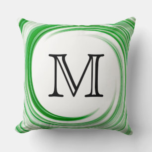 Monogram Green Swirl Abstract Kussen