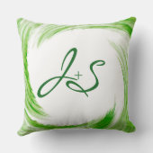 Monogram Green Swirl Abstracte Art. 2 Kussen (Achterkant)