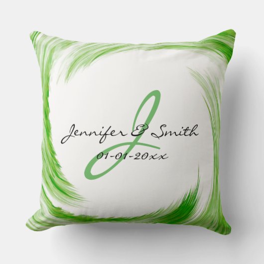 Monogram Green Swirl Abstracte Art. 2 Kussen (Voorkant)