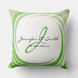 Monogram Green Swirl Abstracte Art. 3 Kussen