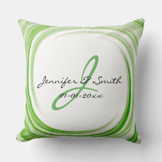 Monogram Green Swirl Abstracte Art. 3 Kussen (Voorkant)