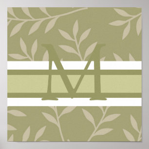 Monogram Green Wall Art Canvas Poster