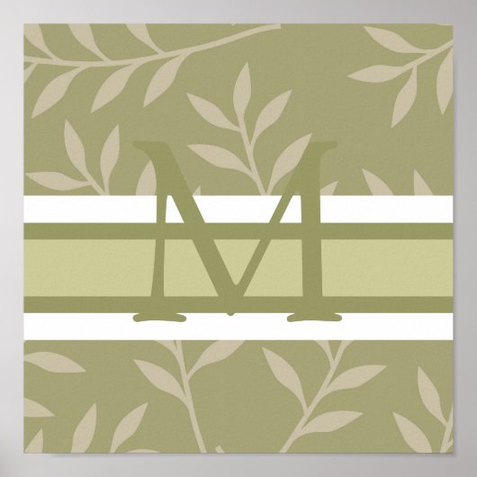 Monogram Green Wall Art Canvas Poster (Voorkant)