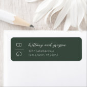Monogram Green Wedding Return Label (Insitu)