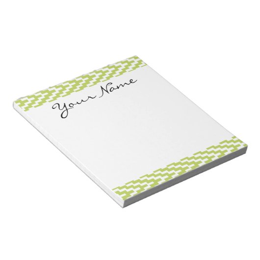 Monogram Green White Ikat Chevron Zig Zag Pattern Notitieblok (Schuin)