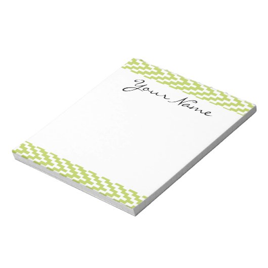 Monogram Green White Ikat Chevron Zig Zag Pattern Notitieblok (Linkerzijde)