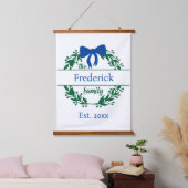 Monogram Green WreatFamilienaam Wedding Gift Hangend Wandkleed (Slaapkamer)