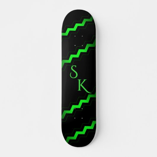 Monogram Green Zag Accent Persoonlijk Skateboard (Voorkant)