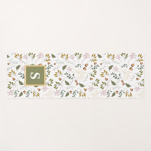 Monogram Greenery Autumn Colors Yogamat (Voorkant (horizontaal))