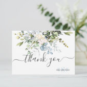 Monogram Greenery Blue Gum Eucalyptus Hartelijk da Bedankkaart (Staand voorkant)