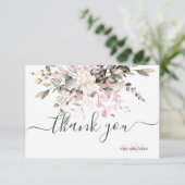 Monogram Greenery Blush Eucalyptus Herfst Foliage Bedankkaart (Staand voorkant)