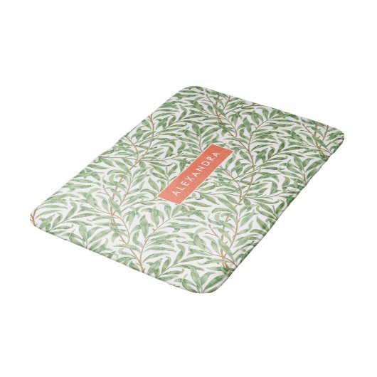 Monogram Greenery Botanical Pattern Green Sinaasap Badmat (Gekanteld)