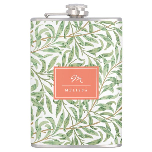 Monogram Greenery Botanical Pattern Green Sinaasap Heupfles (Voorkant)