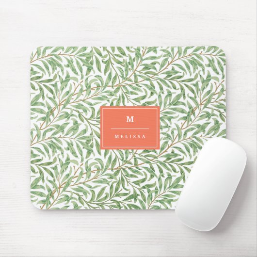 Monogram Greenery Botanical Pattern Green Sinaasap Muismat (Met muis)