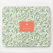 Monogram Greenery Botanical Pattern Green Sinaasap Muismat (Voorkant)