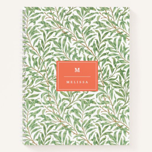 Monogram Greenery Botanical Pattern Green Sinaasap Notitieboek (Voorkant)