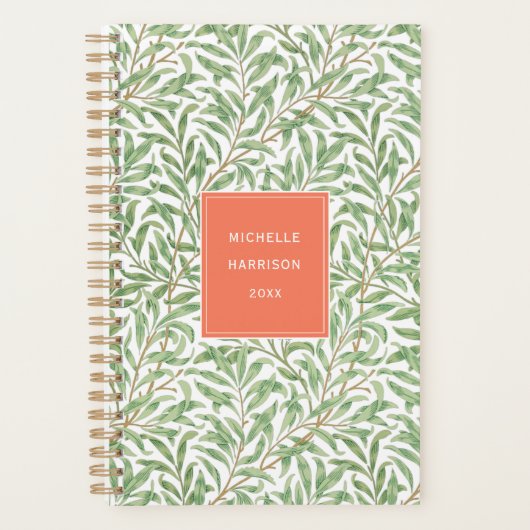 Monogram Greenery Botanical Pattern Green Sinaasap Planner (Voorkant)