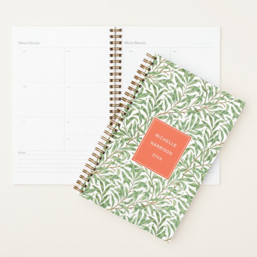Monogram Greenery Botanical Pattern Green Sinaasap Planner (Display)
