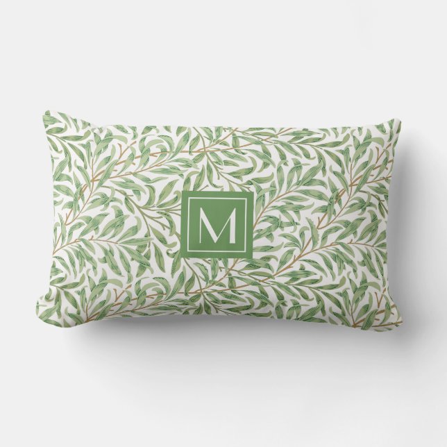 Monogram Greenery Botanical Pattern William Morris Kussen (Voorkant)