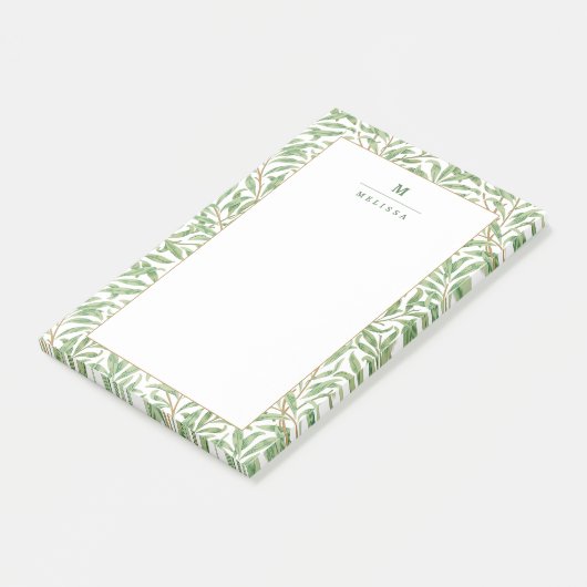 Monogram Greenery Botanical Pattern William Morris Post-it® Notes (Schuin)