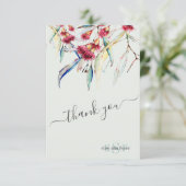 Monogram Greenery Eucalyptus Blossom Dank je Bedankkaart (Staand voorkant)