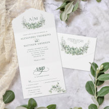 Monogram Greenery Eucalyptus Elegant Wedding