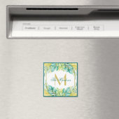 Monogram Greenery Eucalyptus Leaves Olive Branches Magneet (Insitu (Vaatwasser))