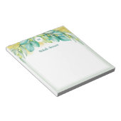 Monogram Greenery Eucalyptus Leaves Olive Notitieblok (Schuin)