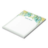 Monogram Greenery Eucalyptus Leaves Olive Notitieblok (Linkerzijde)