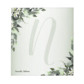 Monogram Greenery Floral Eucalyptus Leaves Notitieblok (Voorkant)
