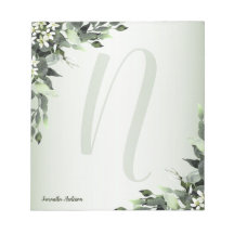 Monogram Greenery Floral Eucalyptus Leaves