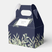Monogram Greenery Foliage Navy Blue Wedding Bedankdoosjes (Achterkant)