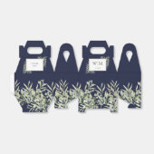 Monogram Greenery Foliage Navy Blue Wedding Bedankdoosjes (Uitgevouwen)